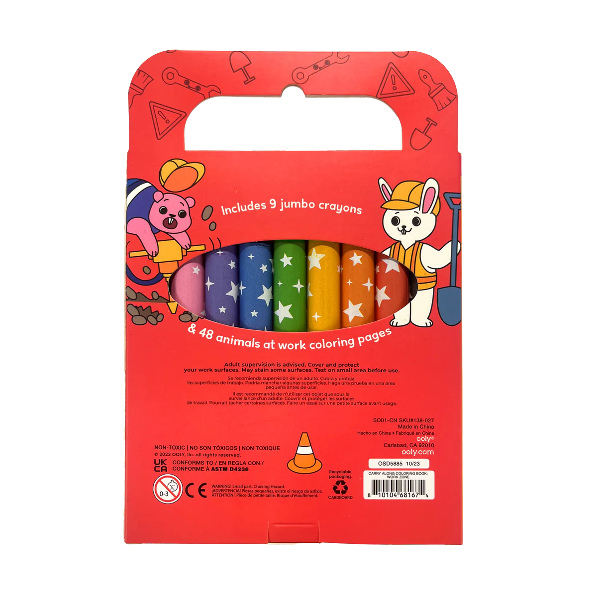ooly Work Zone Carry Along Coloring Pages and 9 Jumbo Crayons