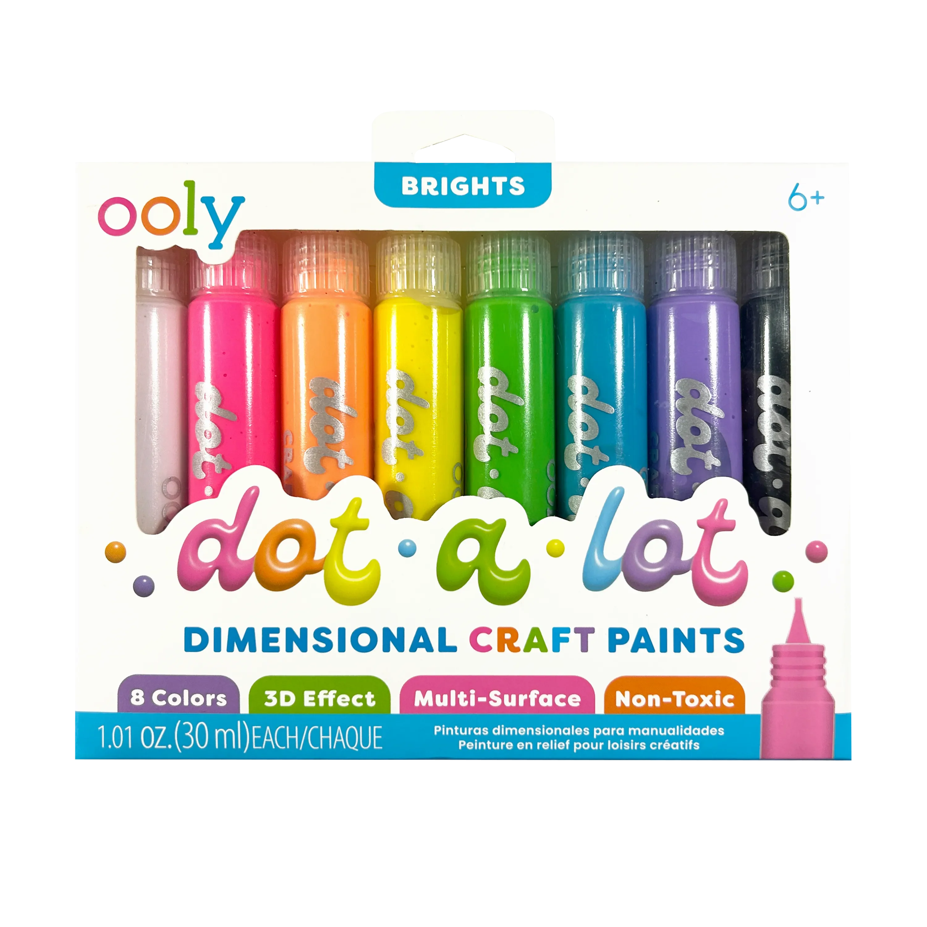 ooly Dot-a-Lot 3D Dimensional Craft Paint - Brights - Set of 8