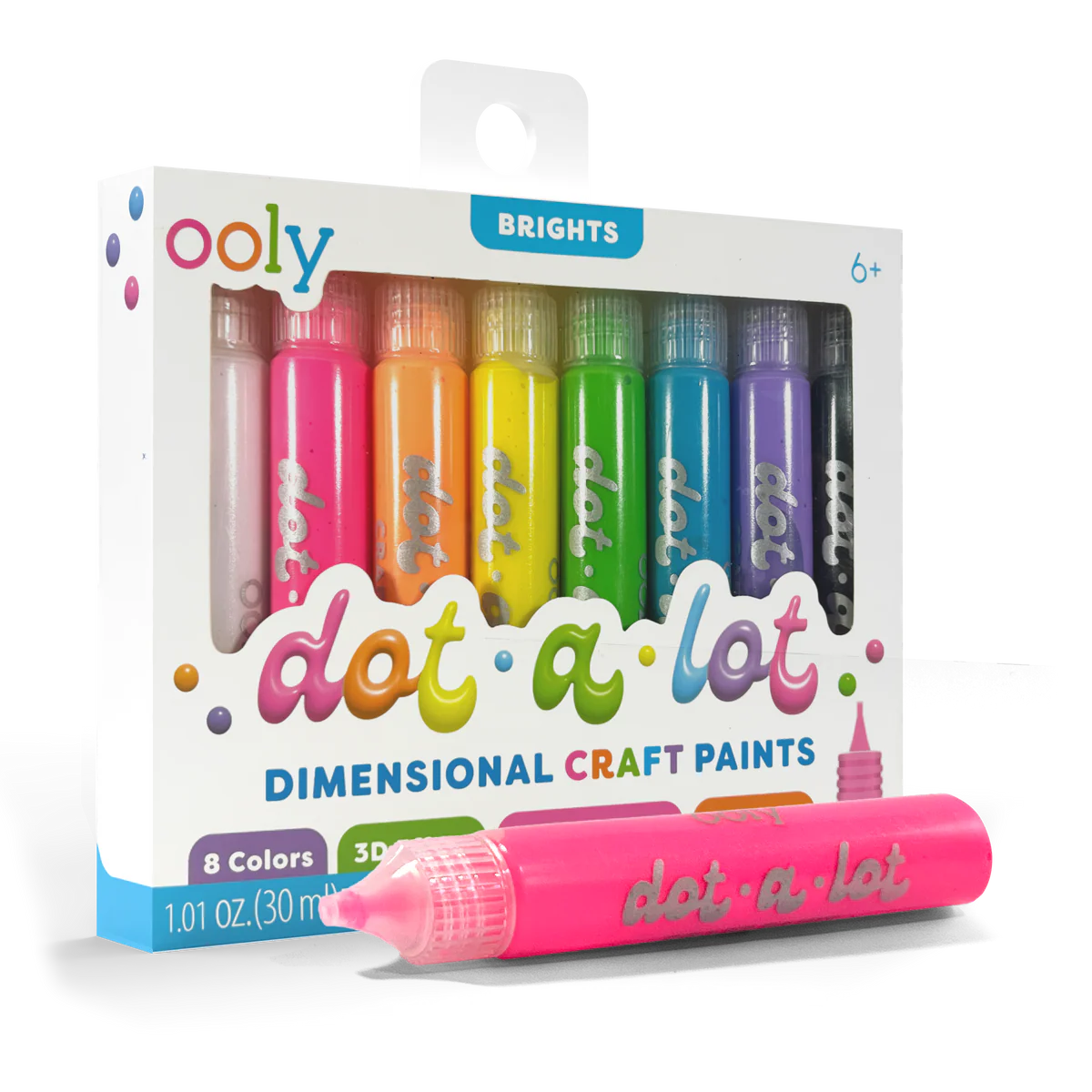 ooly Dot-a-Lot 3D Dimensional Craft Paint - Brights - Set of 8