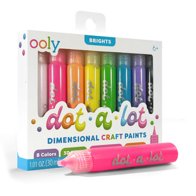 ooly Dot-a-Lot 3D Dimensional Craft Paint - Brights - Set of 8