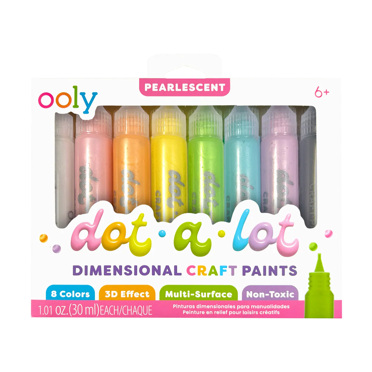 ooly Dot-a-Lot 3D Dimensional Craft Paint - Pearlescent - Set of 8