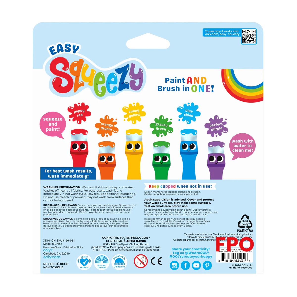 ooly Easy Squeeze Poster Paint Brushes