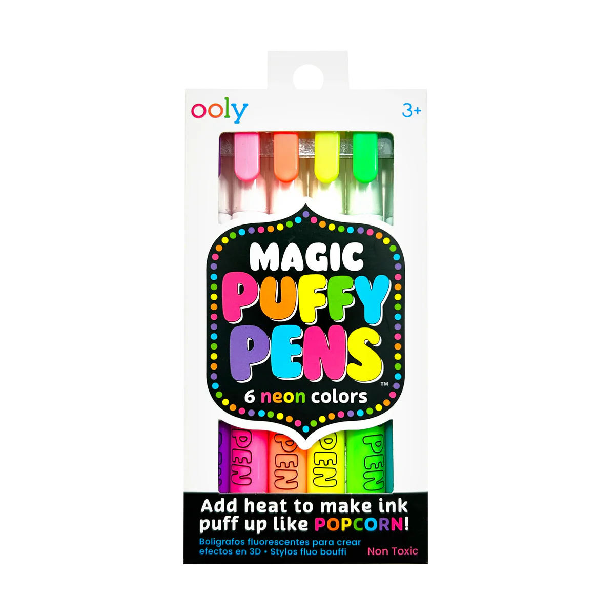 ooly Magic Puffy Pens - 6 Neon Colors