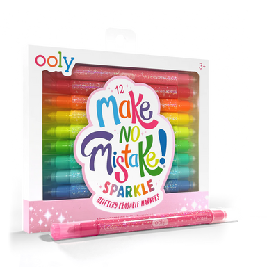 ooly Make No Mistake! Sparkle Glittery Erasable Markers - Set of 12