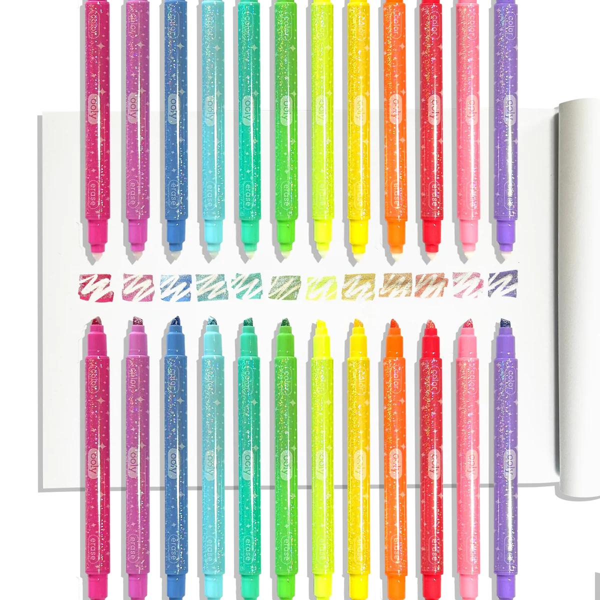 ooly Make No Mistake! Sparkle Glittery Erasable Markers - Set of 12