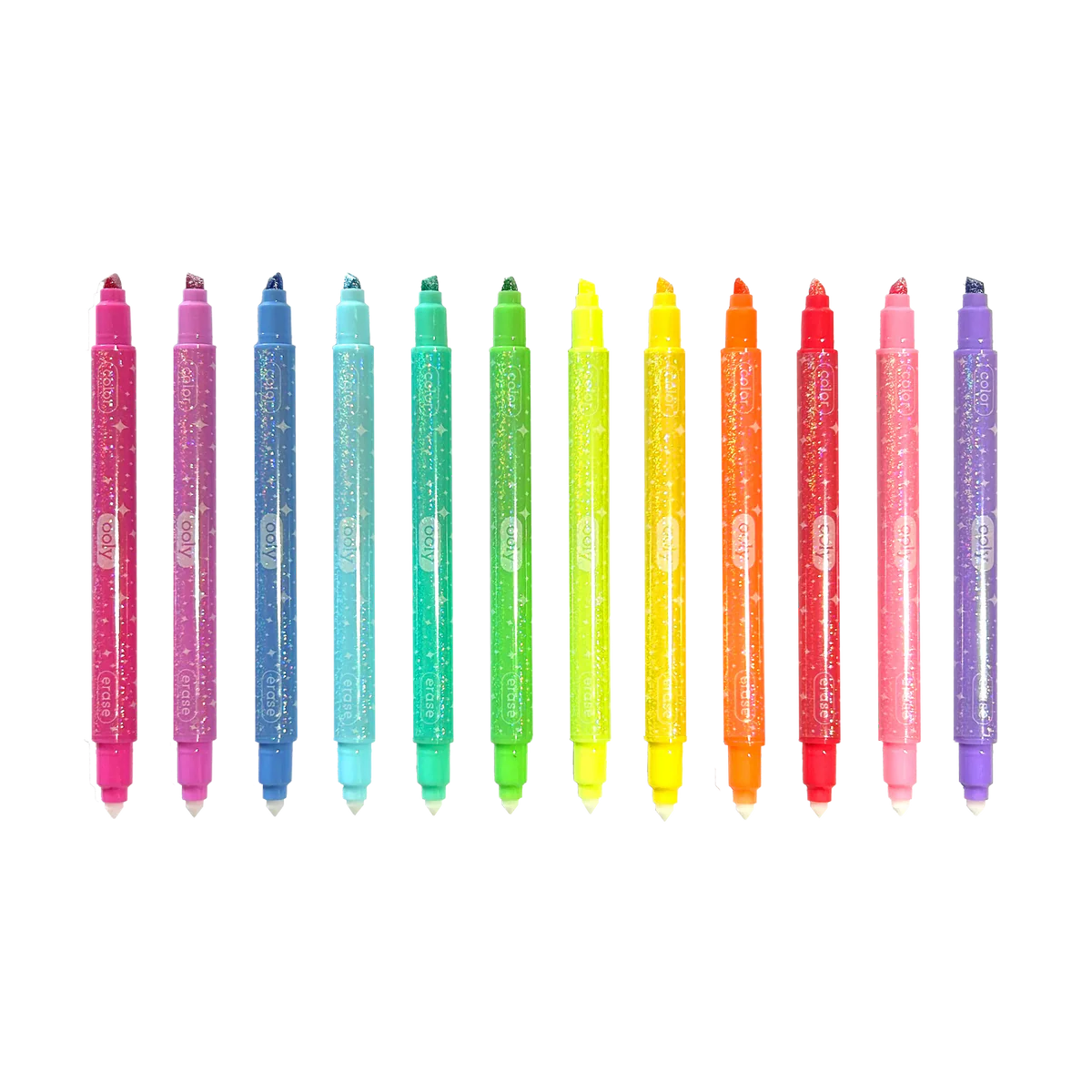 ooly Make No Mistake! Sparkle Glittery Erasable Markers - Set of 12