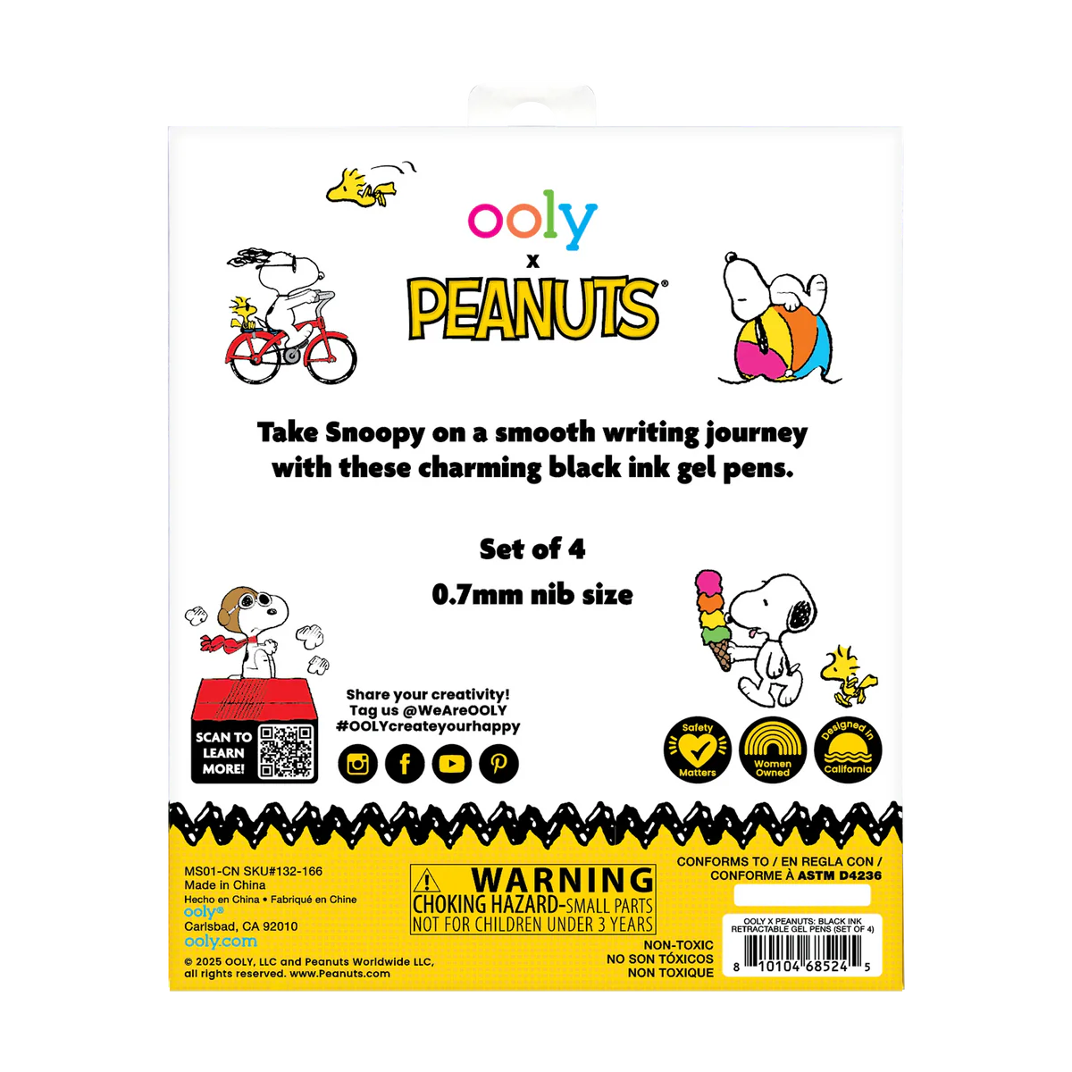 Peanuts Set of 4 Retractable Gel Pens