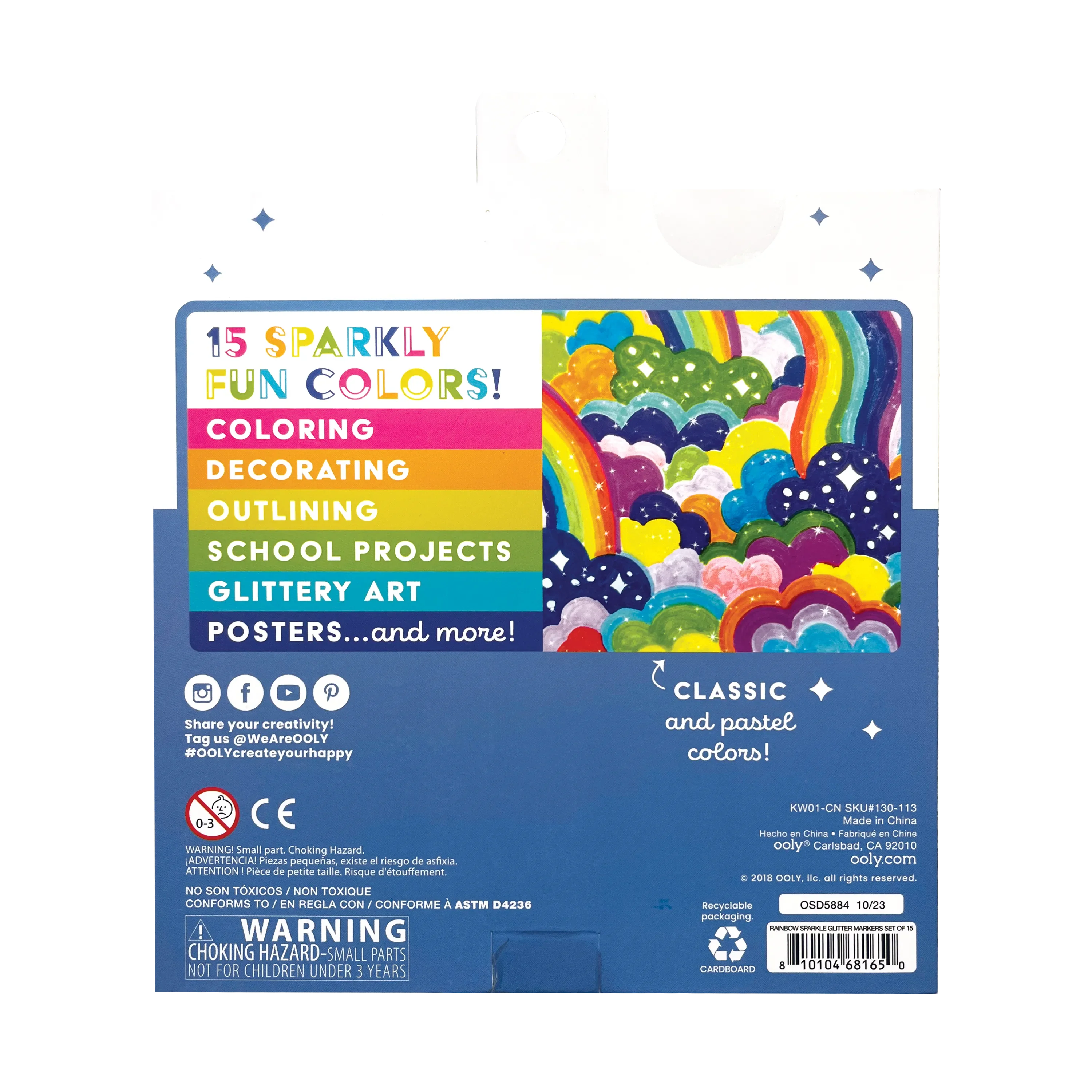 OOLY Rainbow Sparkle Glitter Markers