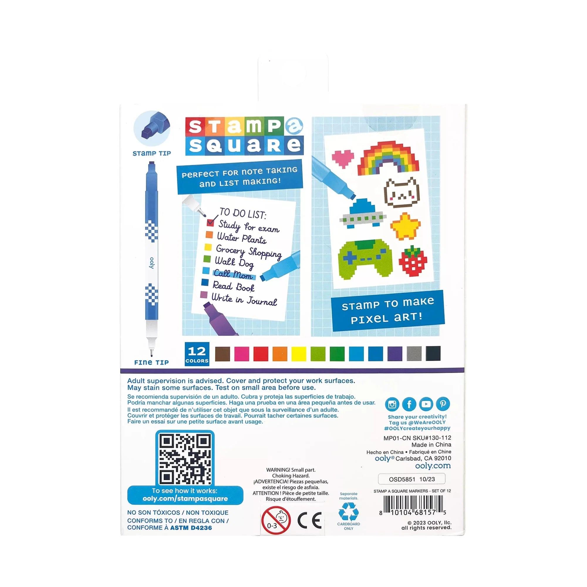 OOLY Stamp A Square 12 Double Ended Markers