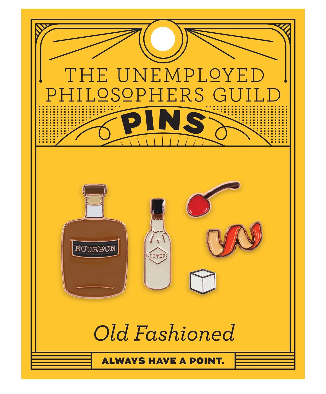 Old Fashioned Cocktail Enamel Pin Set