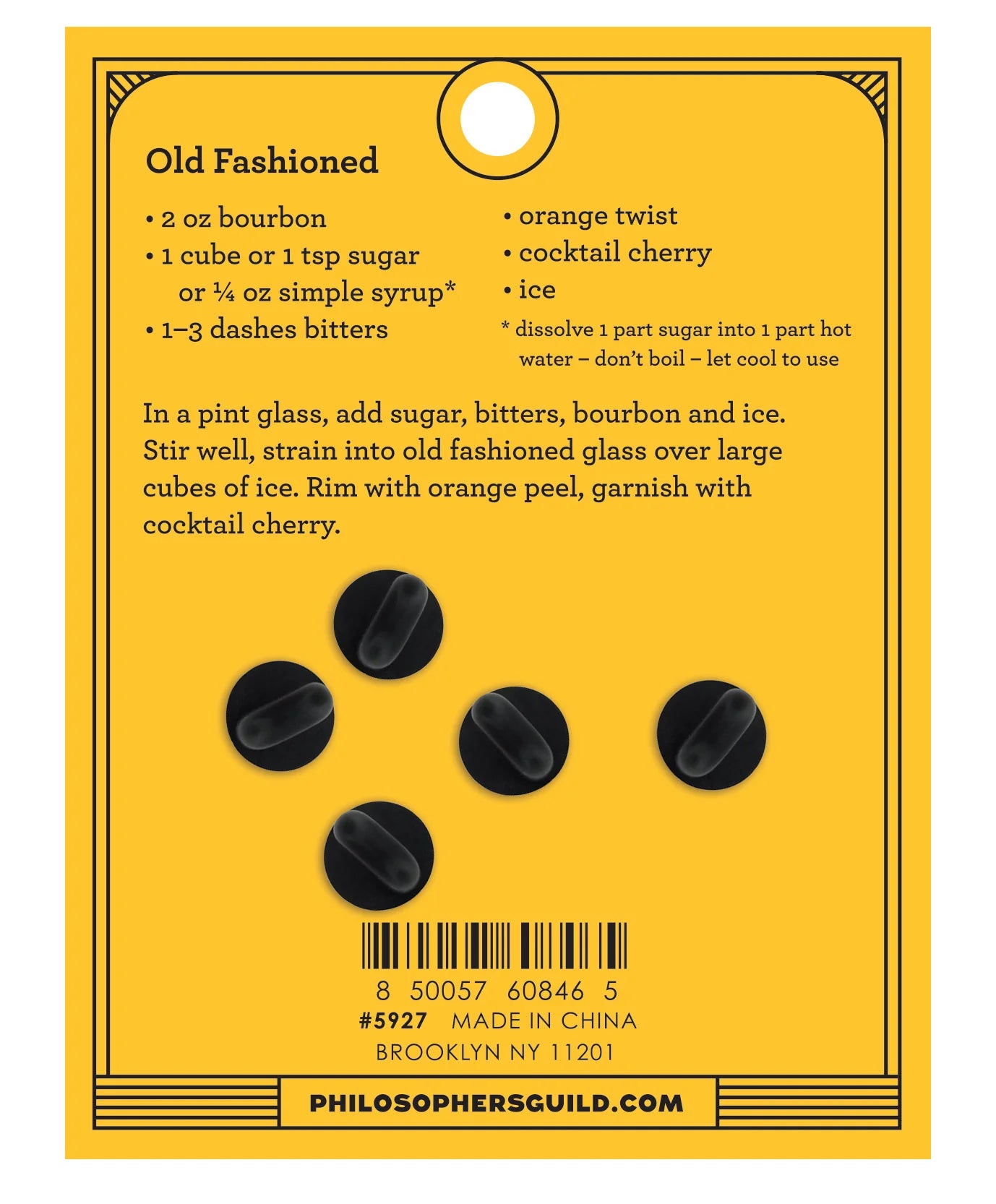 Old Fashioned Cocktail Enamel Pin Set
