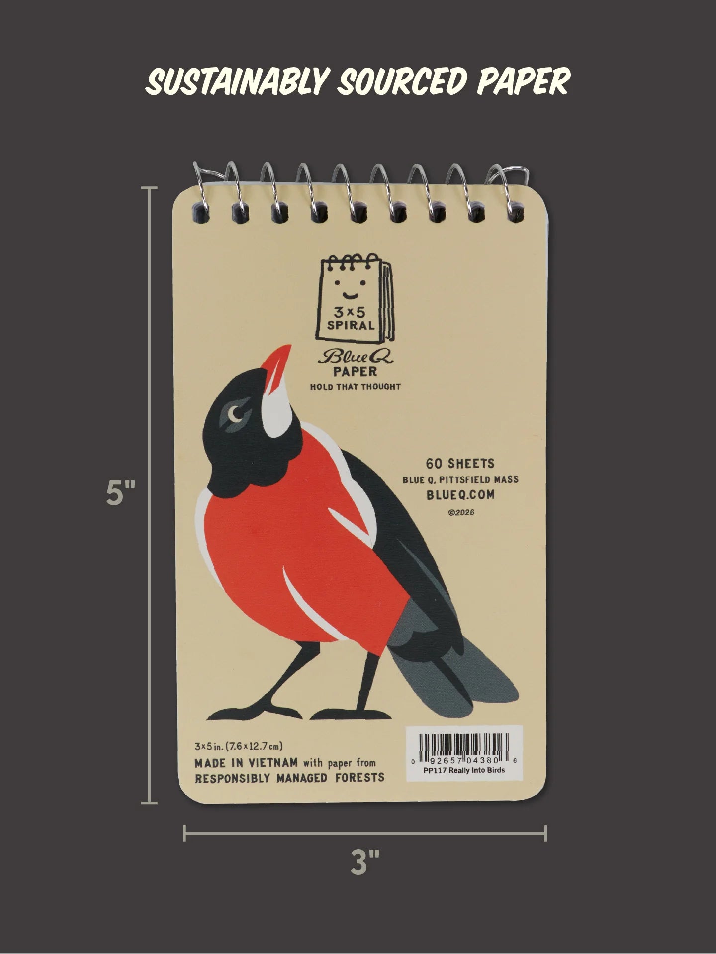 BLUQ I'm Really Into Birds. Take-Along Notebook 3x5 Spiral Notebook