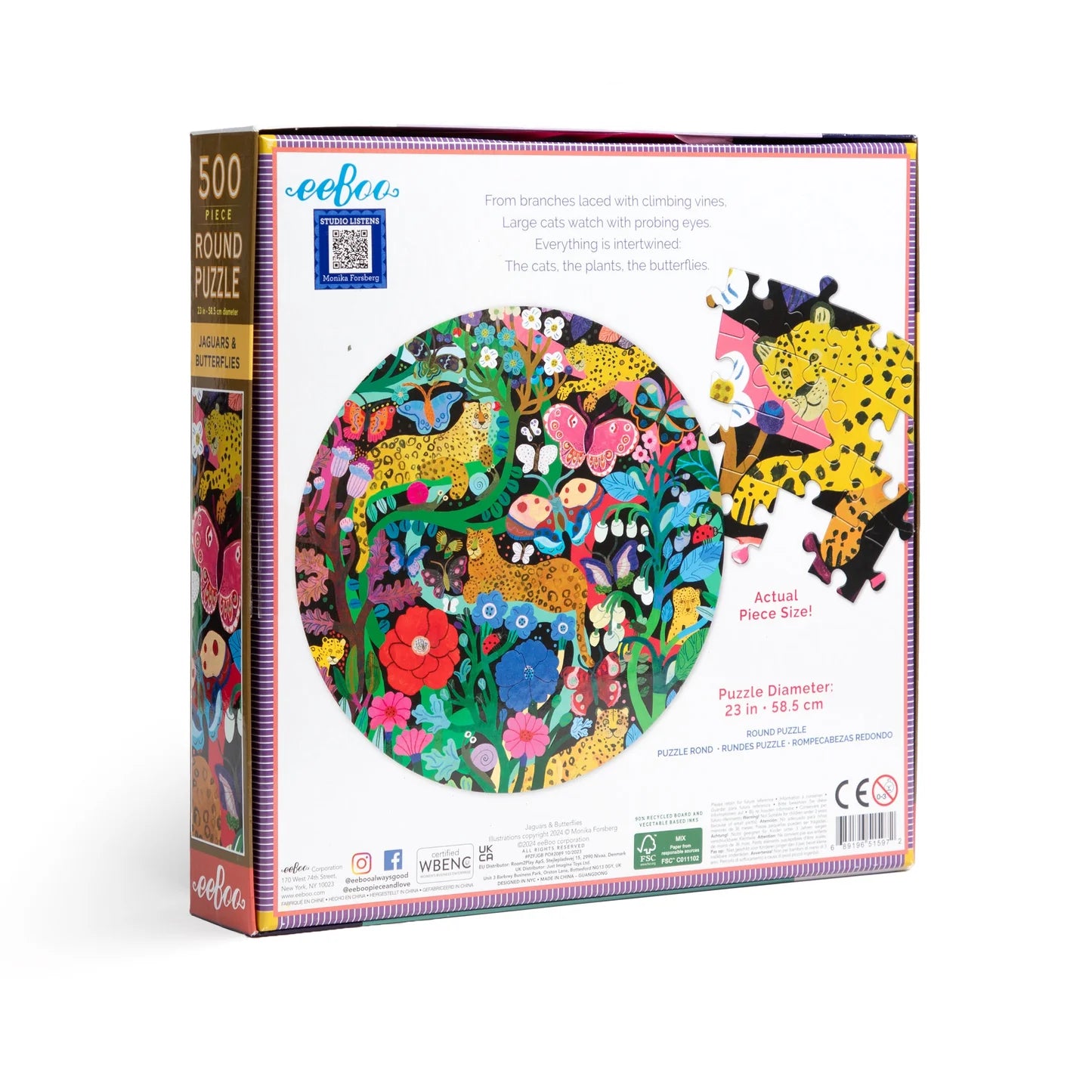 Jaguars & Butterflies 500 Piece Round Puzzle