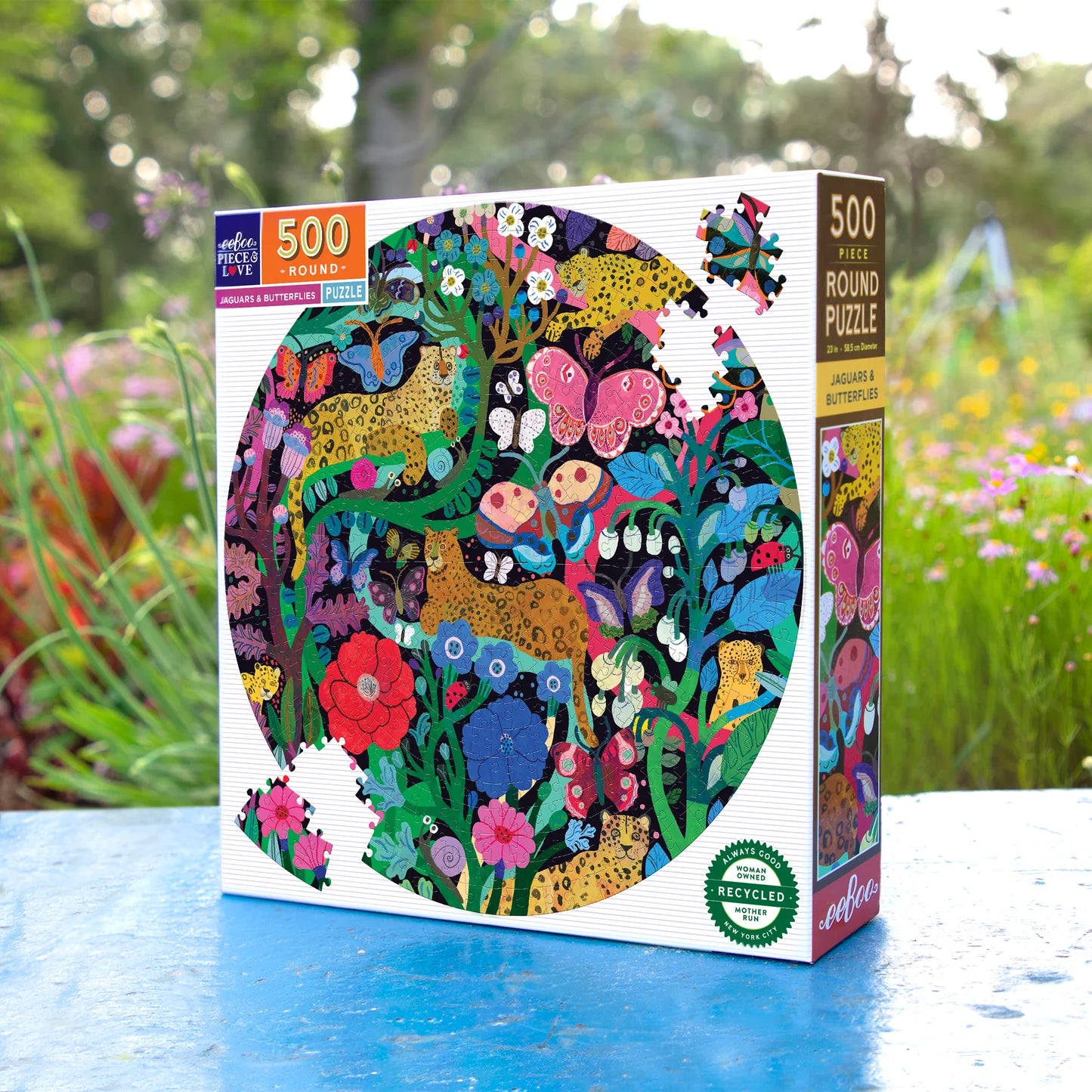 Jaguars & Butterflies 500 Piece Round Puzzle