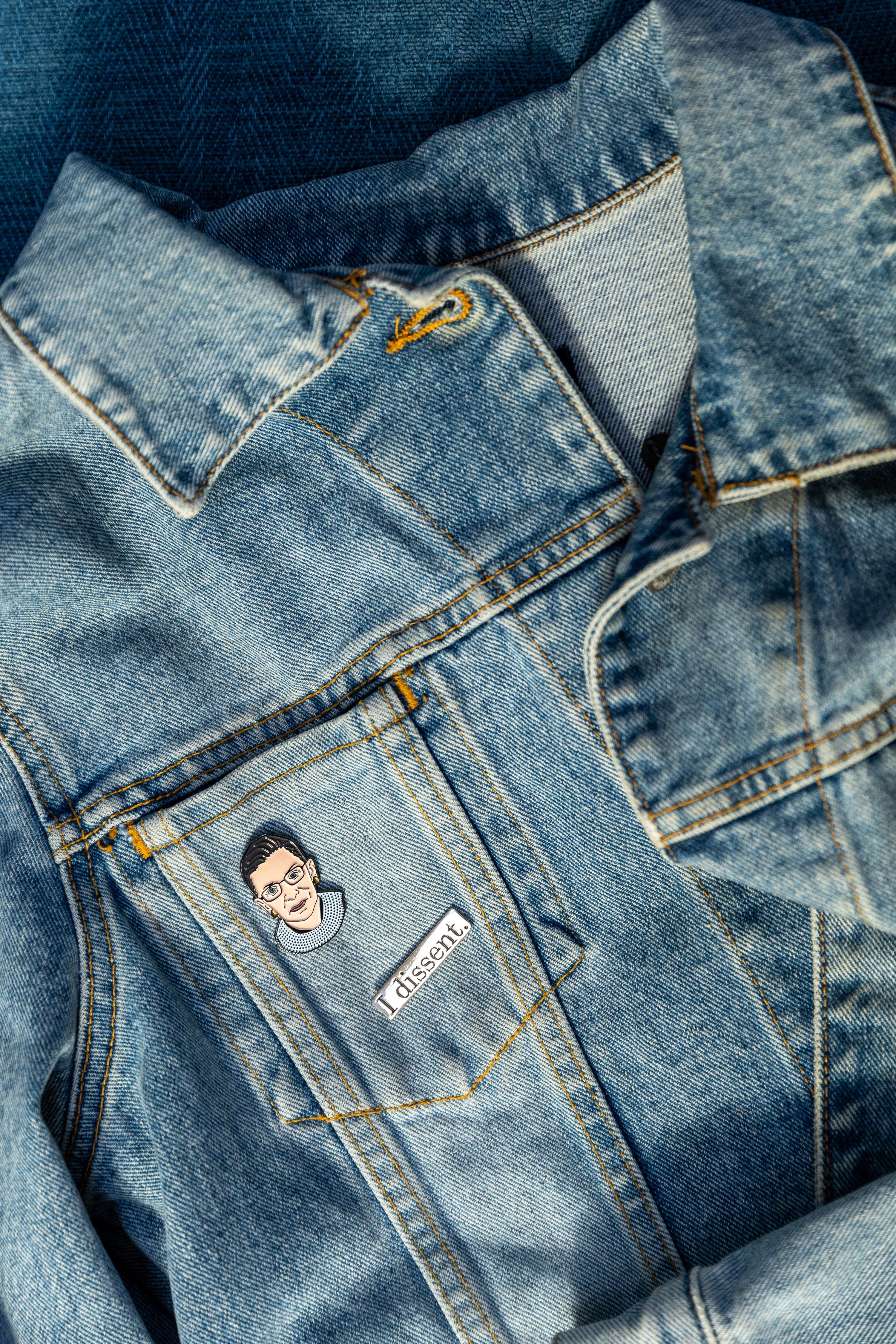 Ruth Bader Ginsburg & "I Dissent" Enamel Pin Set
