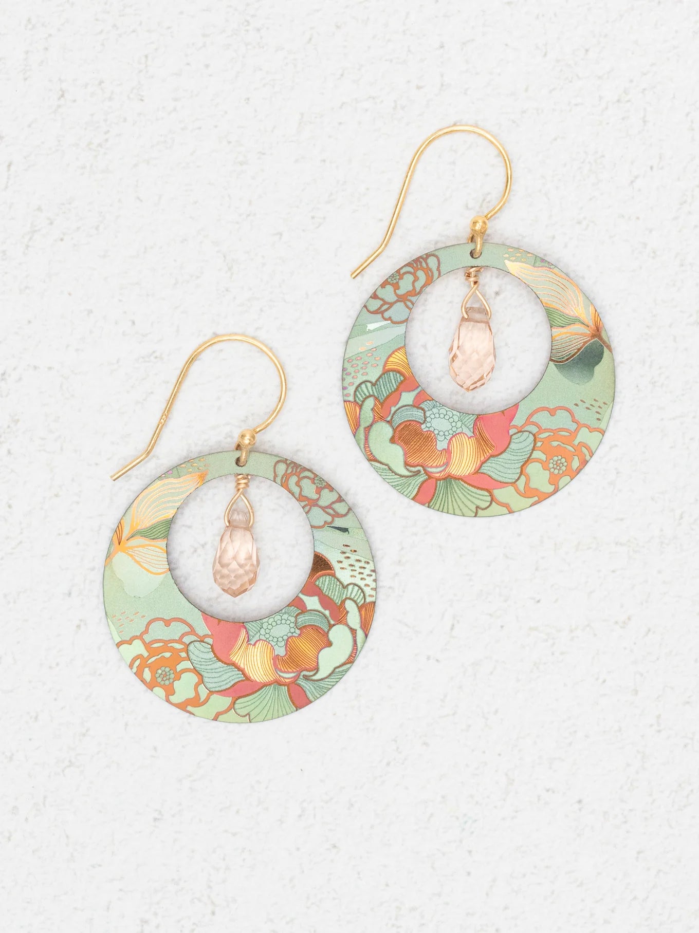 Holly Yashi Claire Earrings - Sage / Coral