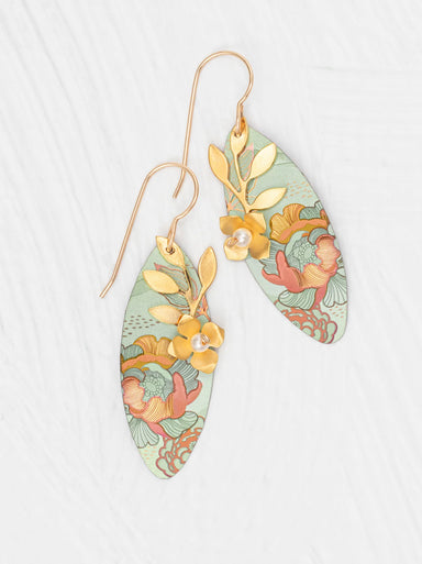 Holly Yashi Alyssa Earrings - Sage / Coral