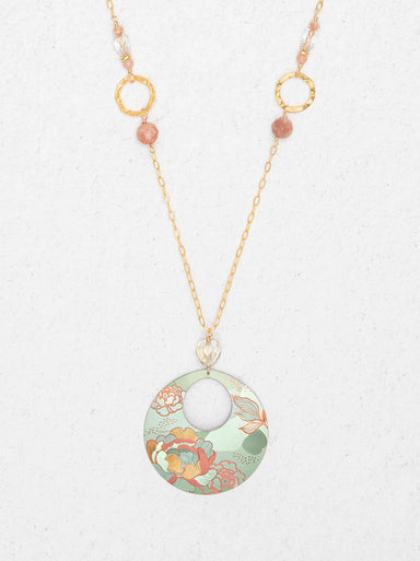 Holly Yashi Claire Pendant Necklace - Sage / Coral