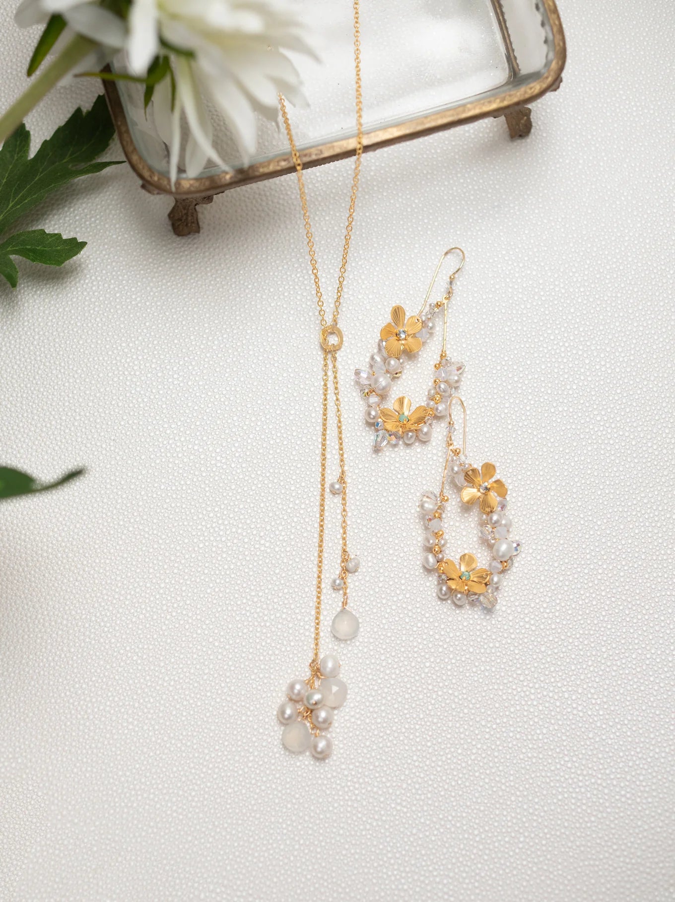 Holly Yashi Rafaela Earrings - Gold and White    