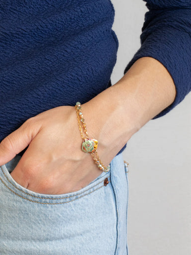 Holly Yashi Elena Beaded Bracelet - Blooming Coral / Sage