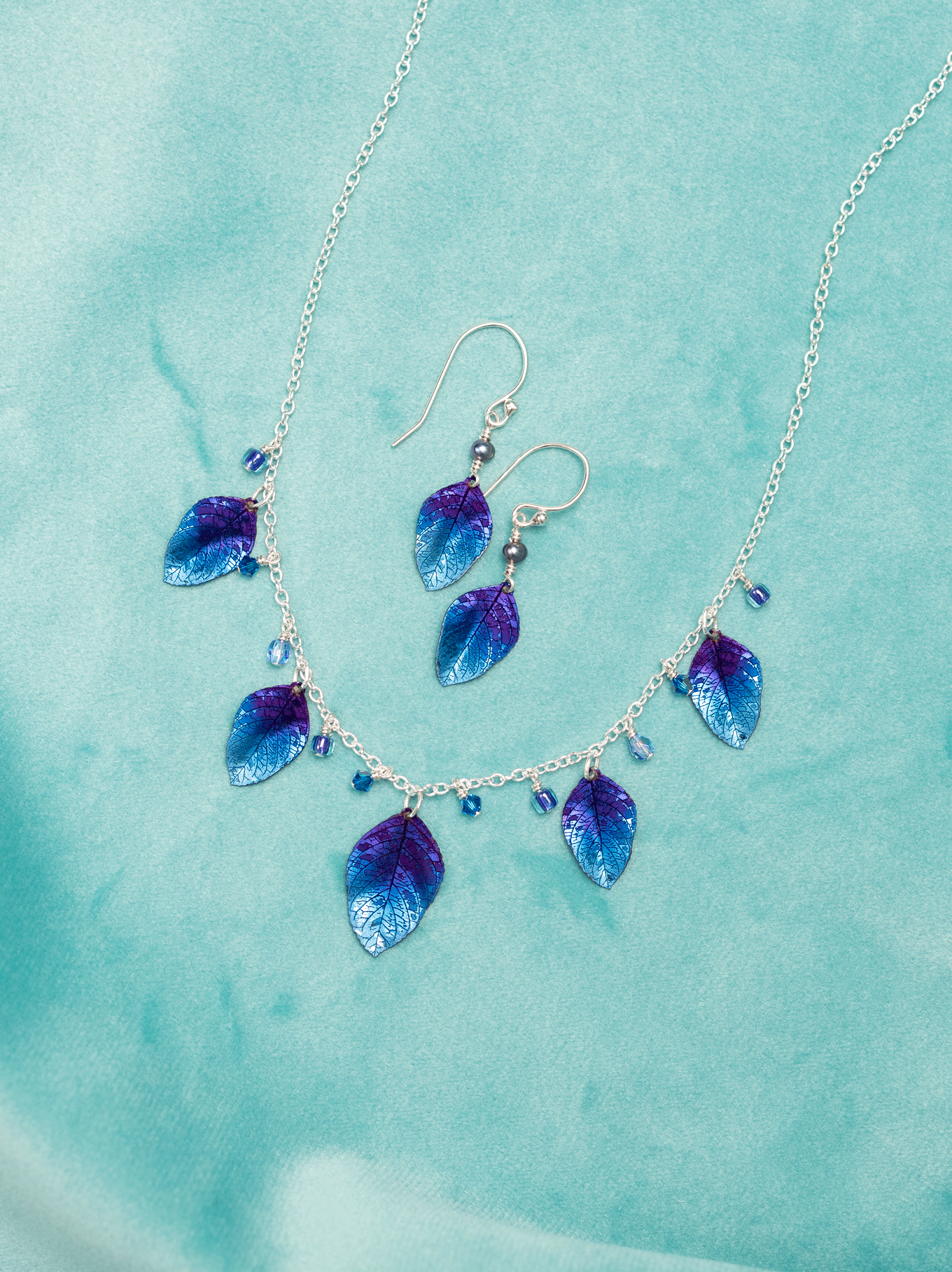 Holly Yashi Healing Elm Leaf Necklace - Navy    