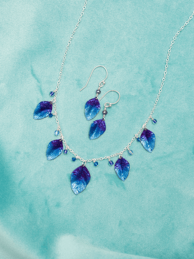 Holly Yashi Healing Elm Leaf Necklace - Navy    
