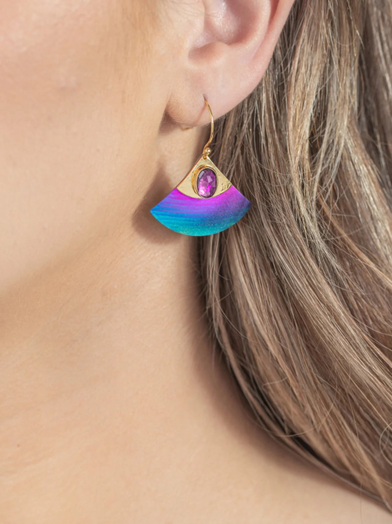 Holly Yashi Monte Carlo Earrings - Teal and Gold    
