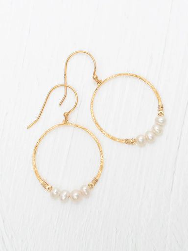 Holly Yashi Rosa Hoop Earrings - Gold / White    