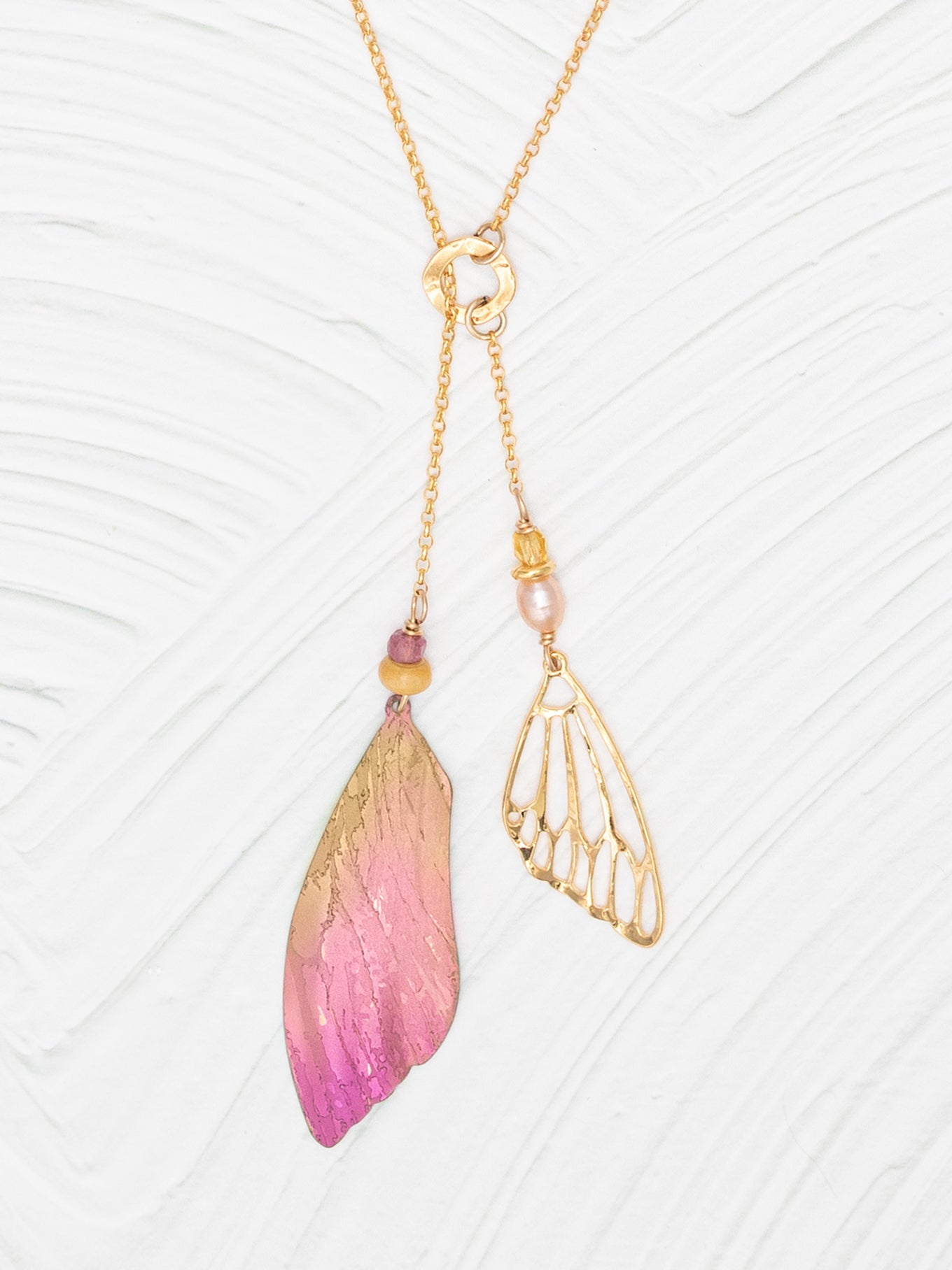 Holly Yashi Special Edition Flutterby Lariat Necklace - Pink    