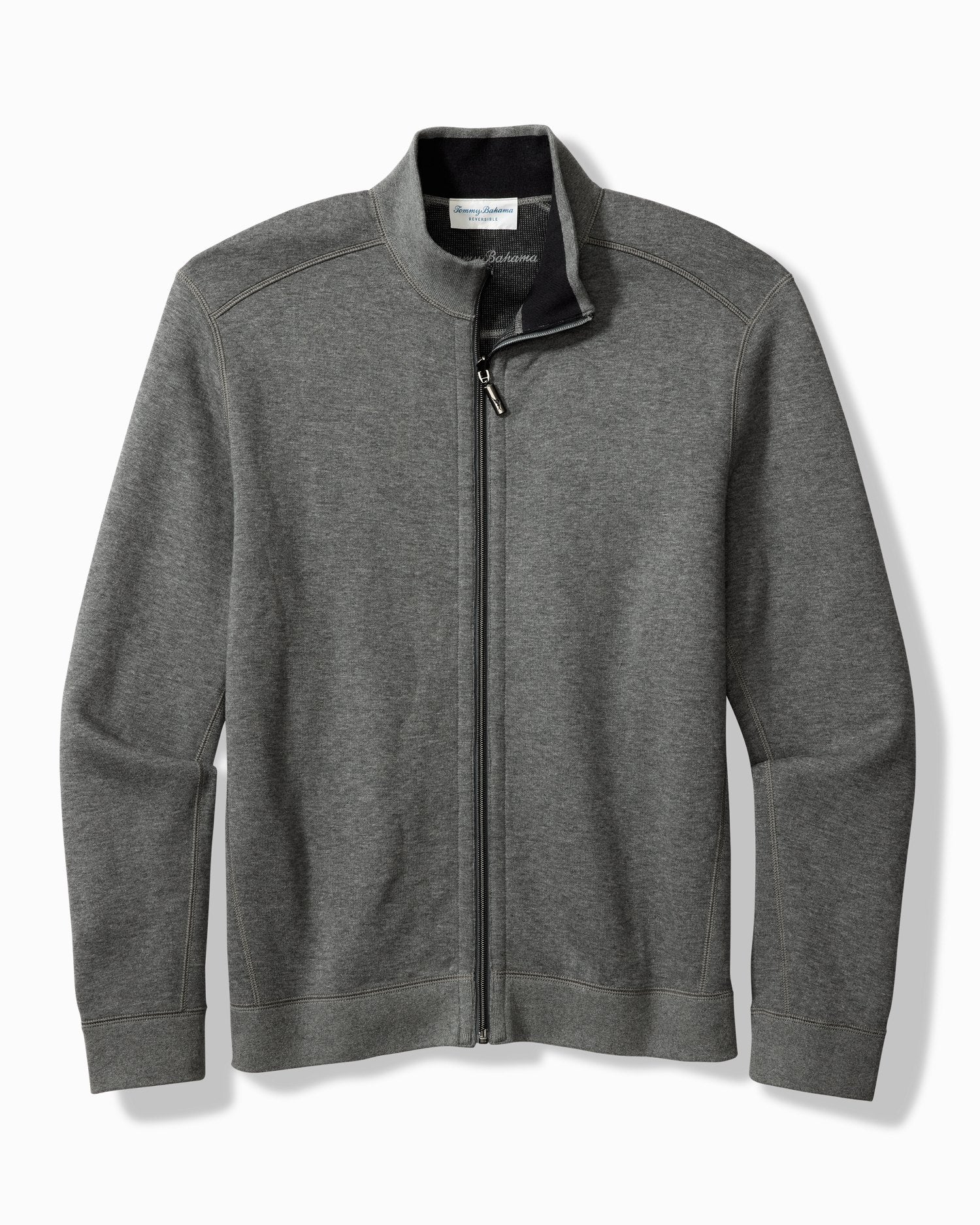 Tommy Bahama Flip Coast Full-Zip Reversible Sweatshirt Coal Heather S  023791245665