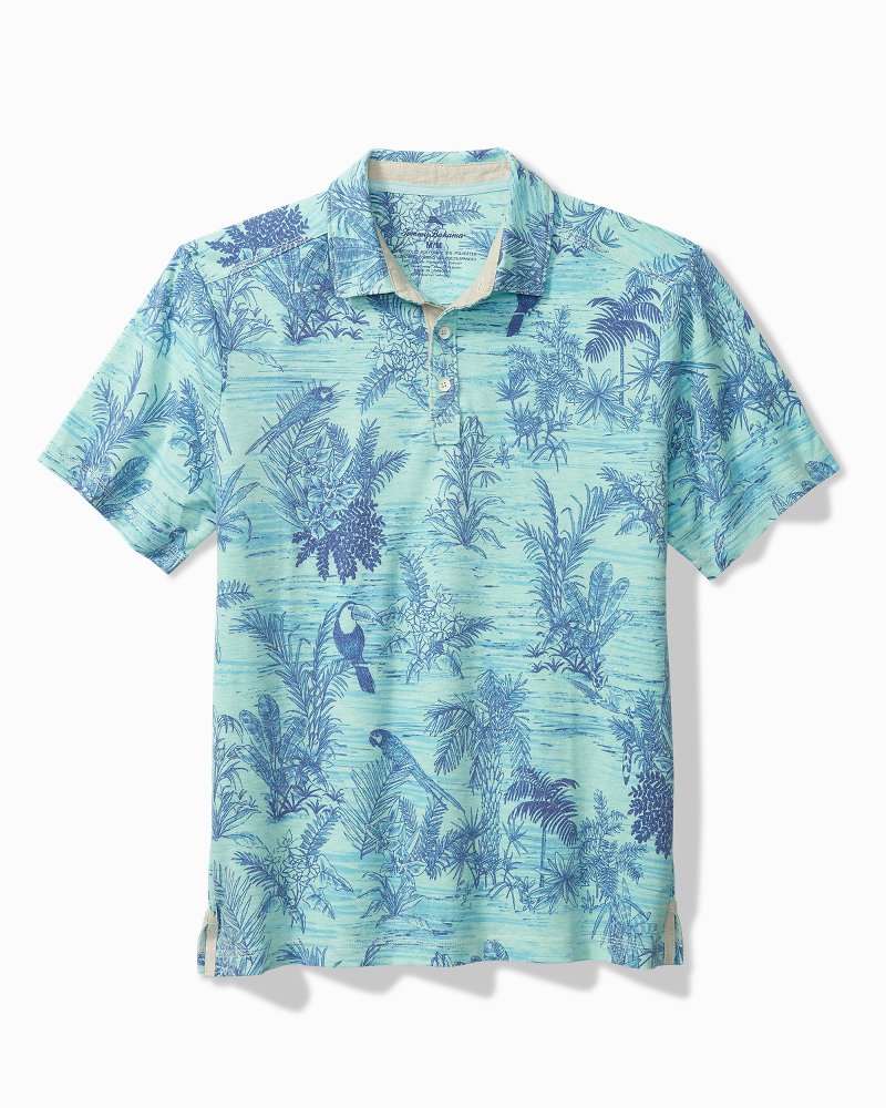 Tommy Bahama Birds Eye View Polo Aqua Splash M  023791600334