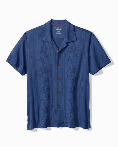 Tommy Bahama Palm Fresco Beach Border Short Sleeve Camp Shirt Carbon Navy M 023763539891