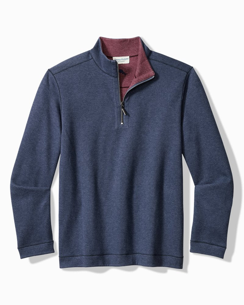 Tommy Bahama Flipview Half Zip Dark Cobalt Heather M 023763549890