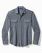 Tommy Bahama Fireside Coast Stretch Flannel Long Sleeve Camp Shirt Dress Blues M 023763565944