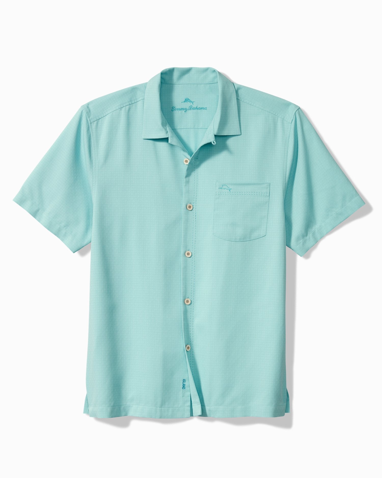 Tommy Bahama Coastal Breeze Check IslandZone® Camp Shirt Hummingbird Blue M 023791016876