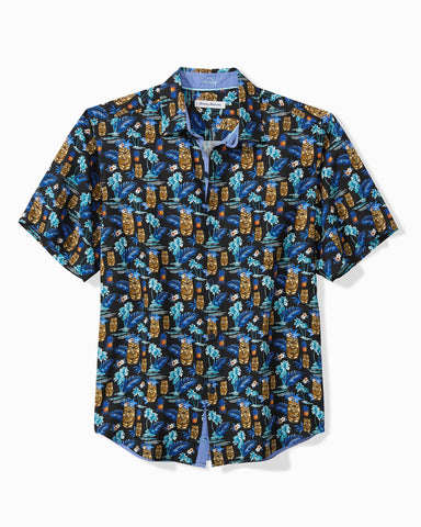 Tommy Bahama Tiki Tropics Camp Shirt Black M  023791248918