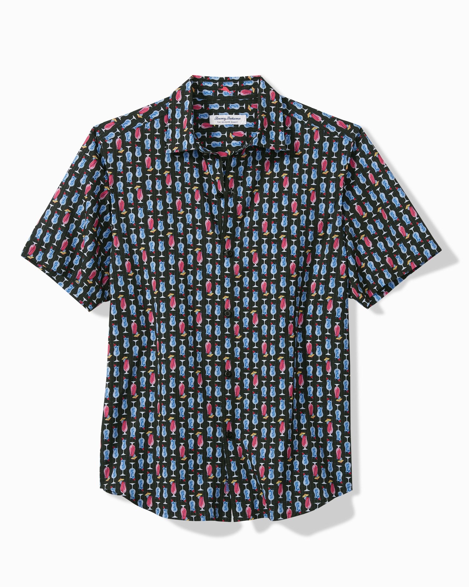 Tommy Bahama Bahama Coast Cocktail Time Camp Shirt Black M  023791249335