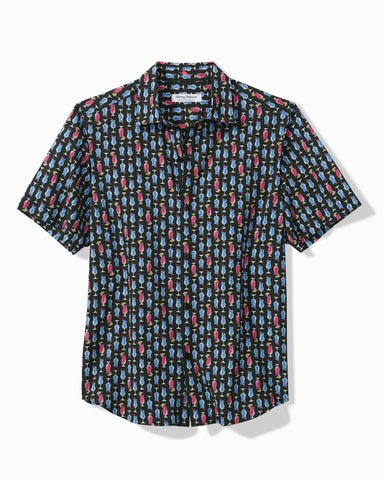 Tommy Bahama Bahama Coast Cocktail Time Camp Shirt Black M  023791249335