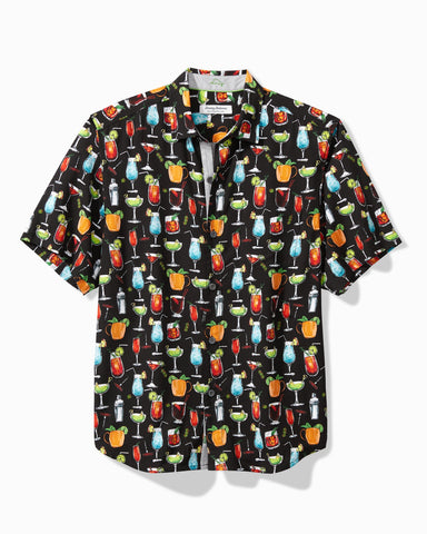 Tommy Bahama Veracruz Cay All Nighter Short-Sleeve Camp Shirt Black M  023791278007