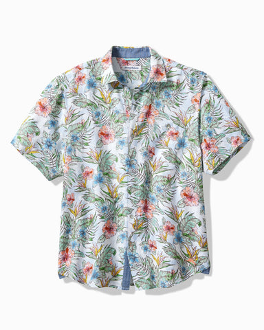 Tommy Bahama Sand Linen Sketch Gardens Camp Shirt Dew Drop M  023791586287