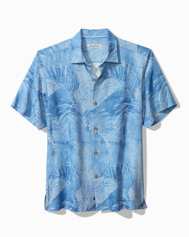 Tommy Bahama Vine Lines Silk Camp Shirt Linen Sky M  023791595357
