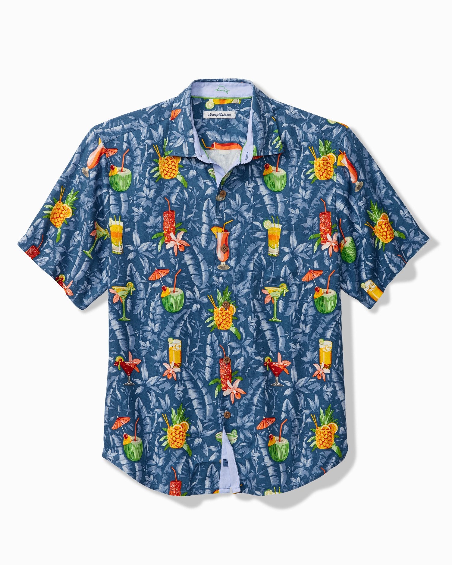 Tommy Bahama Tide One On Silk Camp Shirt Dockside Blue M  023791604127