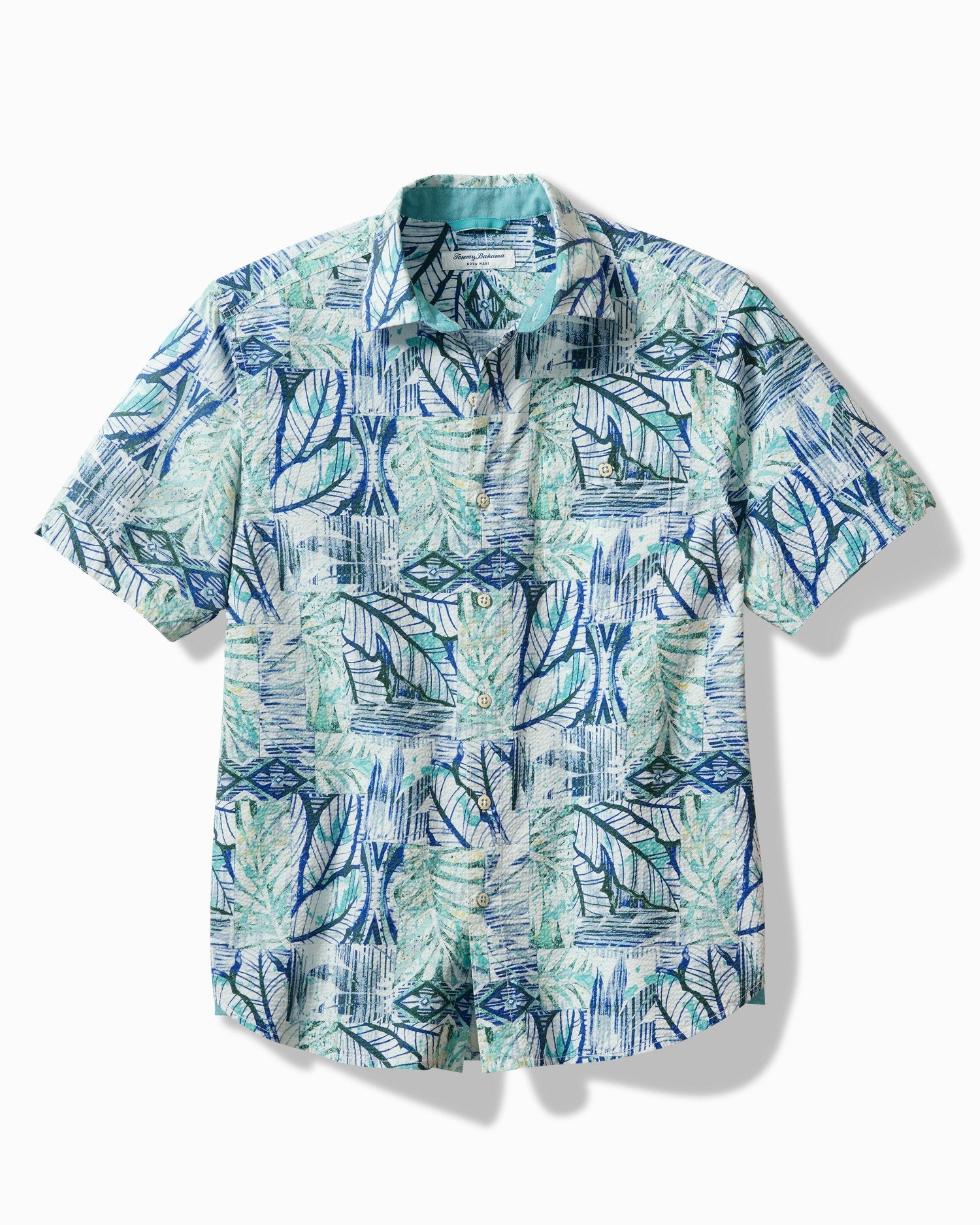 Tommy Bahama Bermuda Batik Nova Wave Camp Shirt Blue Freeze M  023791586980