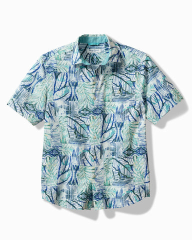 Tommy Bahama Bermuda Batik Nova Wave Camp Shirt Blue Freeze M  023791586980