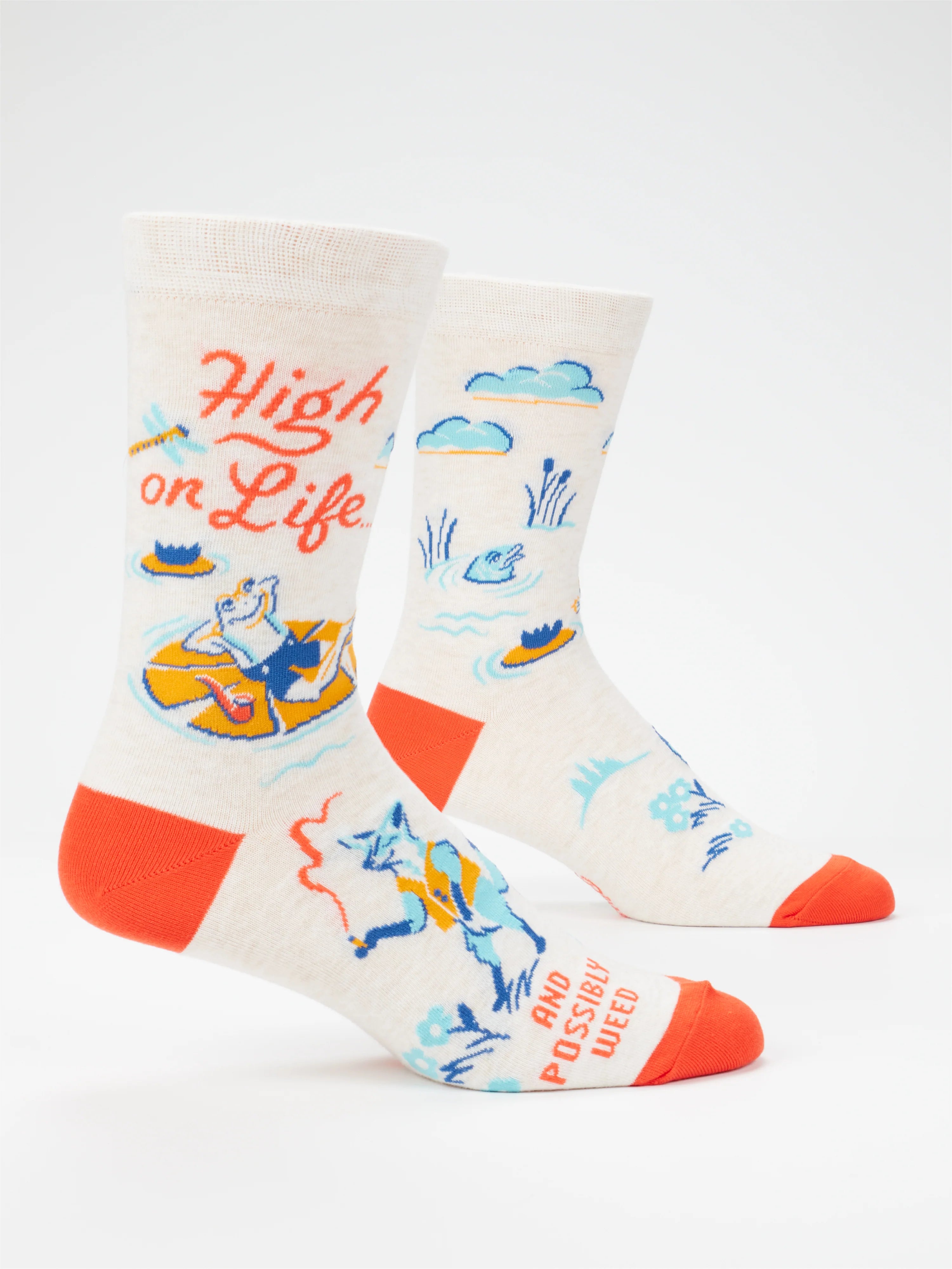 BLUQ Men's Crew Socks - High On Life...And Possibly Weed