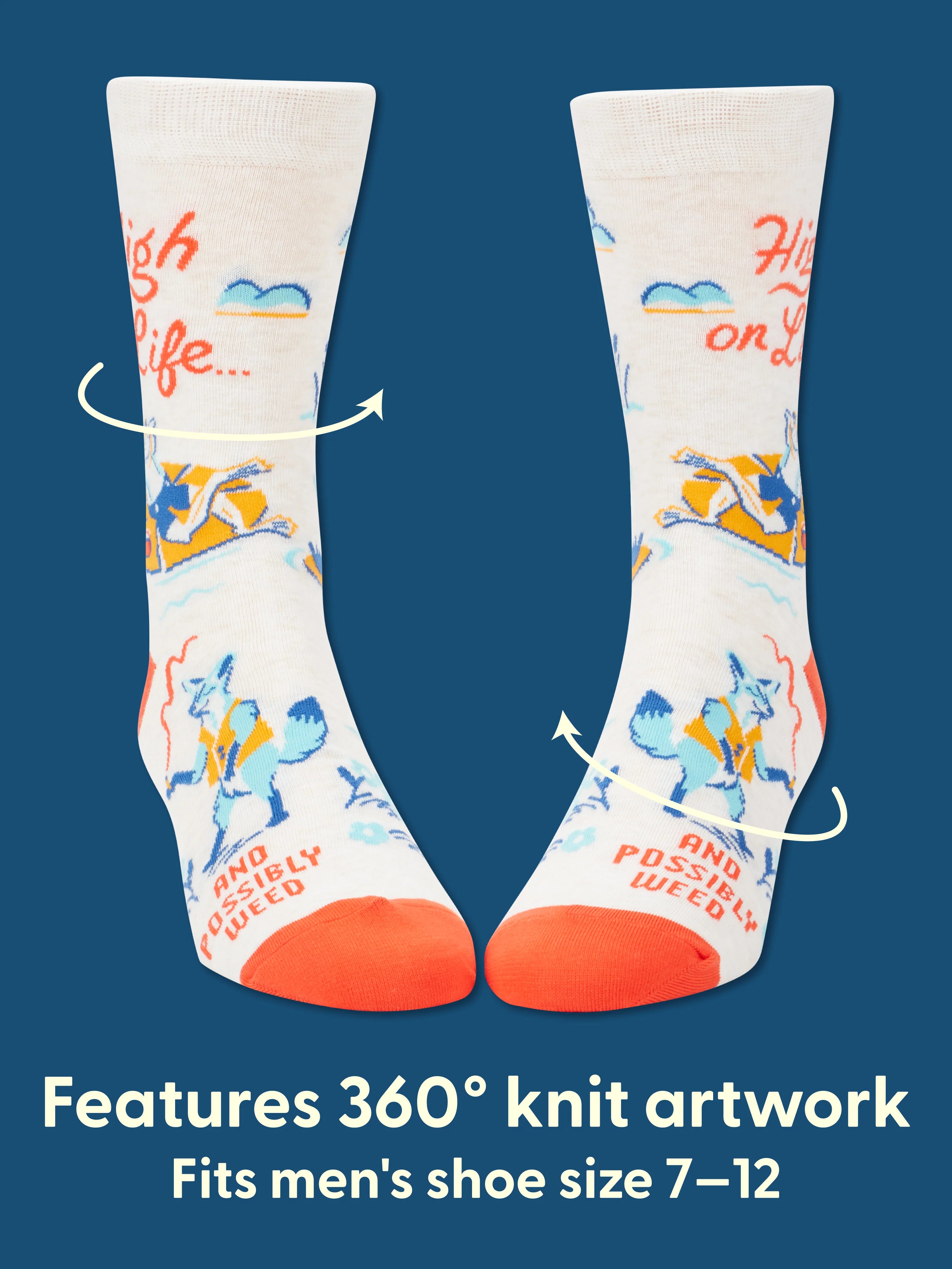 BLUQ Men's Crew Socks - High On Life...And Possibly Weed