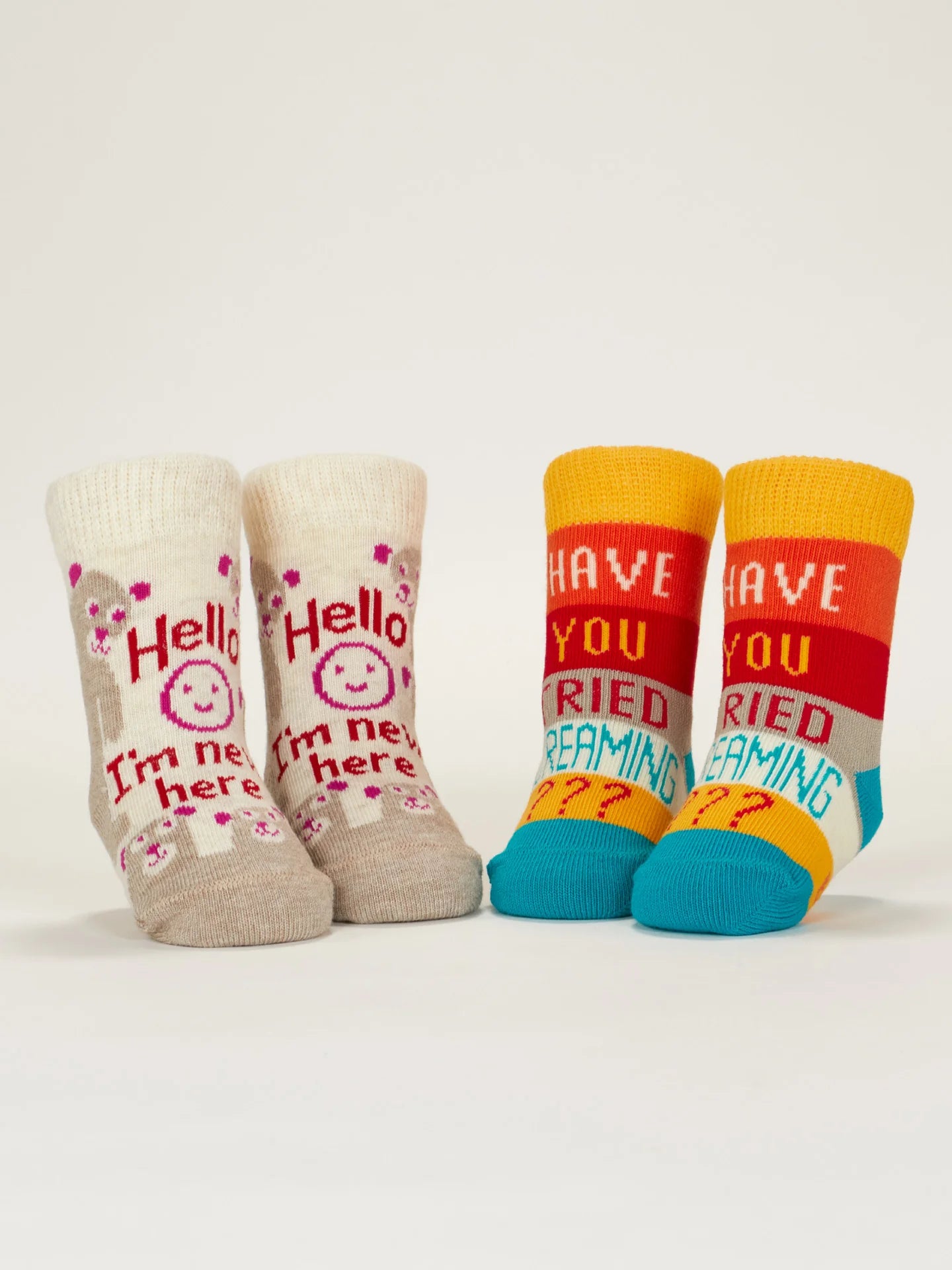BLUQ Hello I'm New Here/ Have You Ever Tried Screaming??? Baby Socks