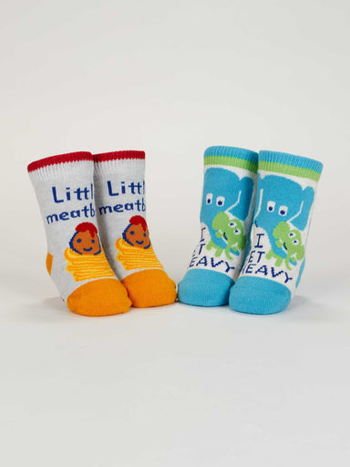 Little Meatball / I Get Heavy - 2 Pairs of Baby Socks