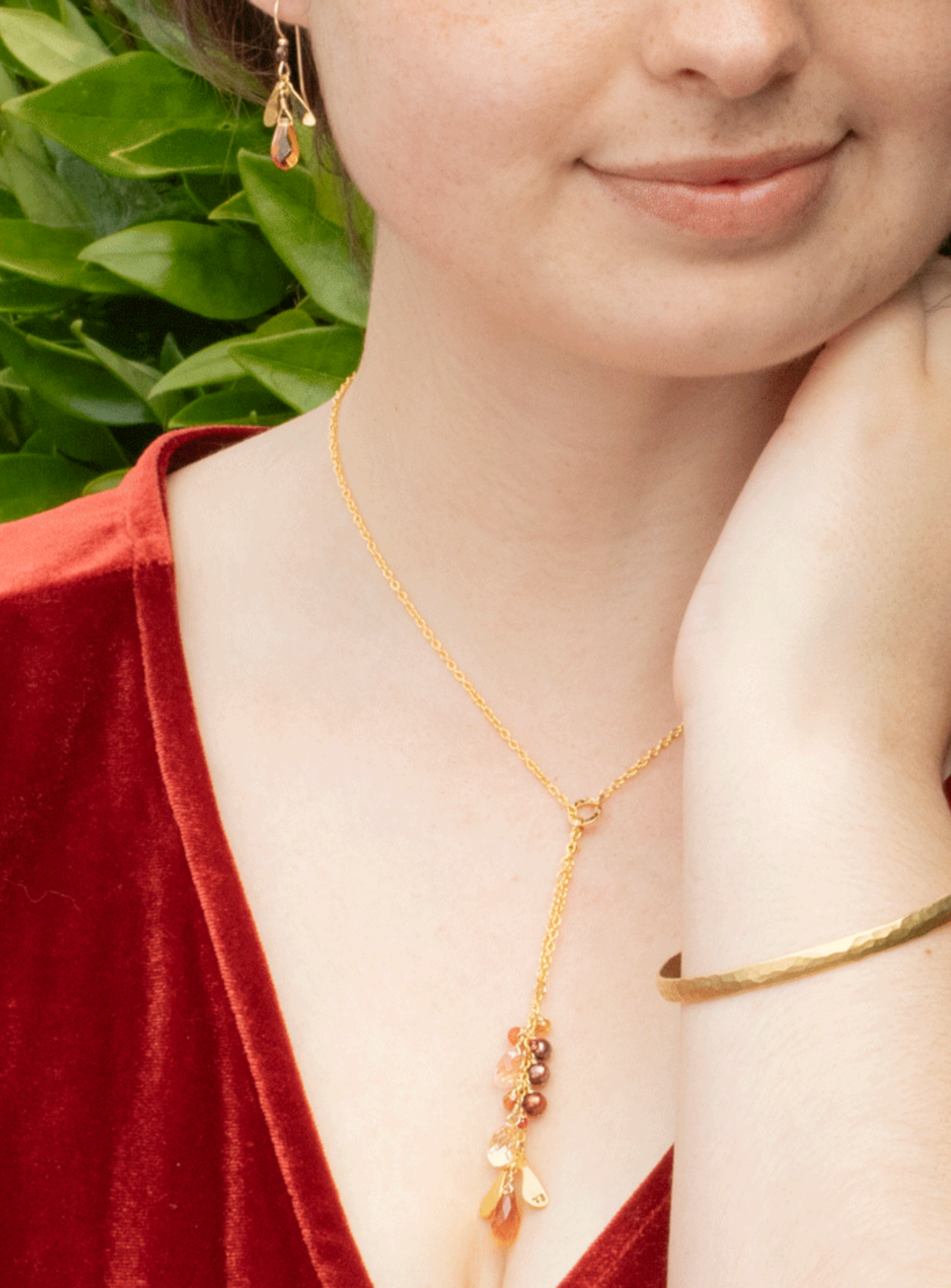 Holly Yashi Calla Lariat Necklace - Amber Dew    