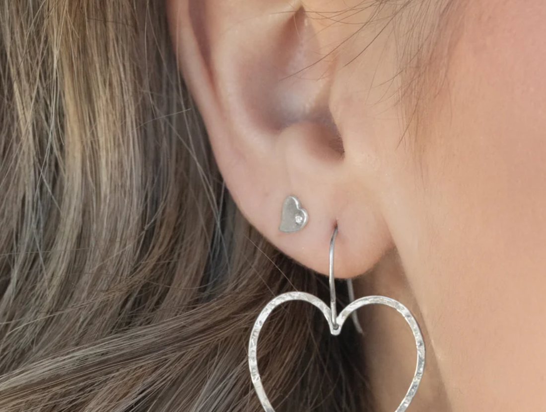 Holly Yashi Amore Heart Post Earrings - Silver    